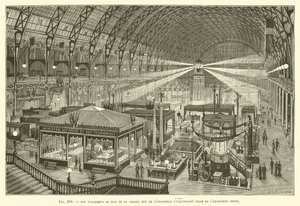 Generel natudsigt over elektricitetsudstillingens store skib, taget fra West End af French School